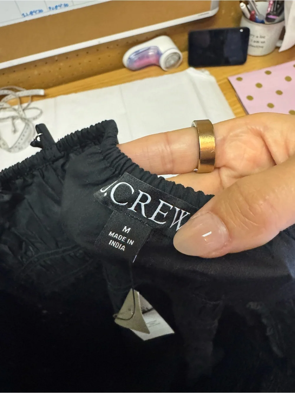 NEW J. Crew Embroidered Eyelet Top Black Linen Scalloped Trim Loose Size M